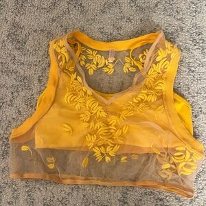 Yellow Embroidered Women's Top